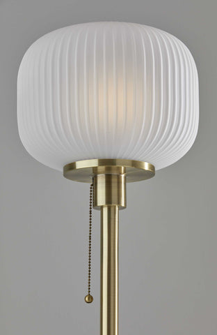 65" Black Torchiere Floor Lamp With White Globe Shade