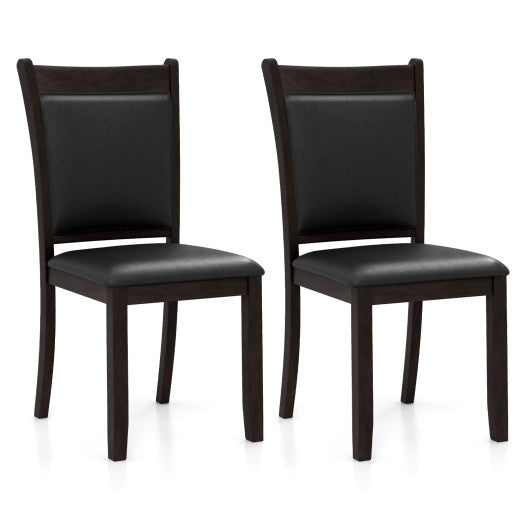 Dining Chairs Set of 2 Faux Leather Upholstered Kitchen Side Chairs with Padded Seat-Gray