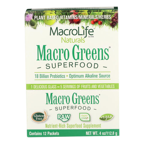 Macrolife Naturals Macro Greens Original - 12 Packets - 4 Oz