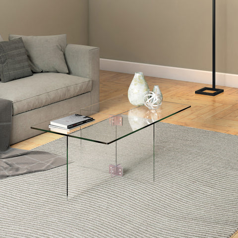 24" Clear Glass Rectangular Coffee Table