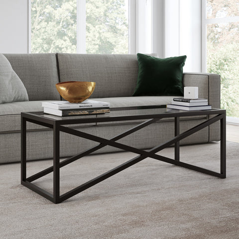 46" Black Glass Rectangular Coffee Table