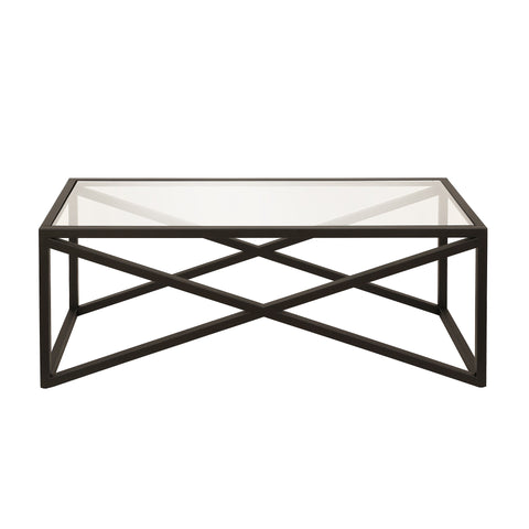 46" Black Glass Rectangular Coffee Table