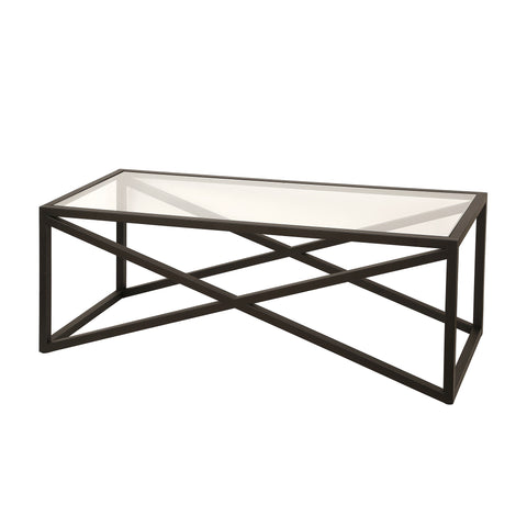 46" Black Glass Rectangular Coffee Table