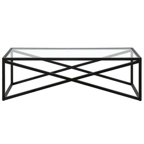 54" Black Glass Rectangular Coffee Table