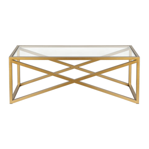 46" Gold Glass Rectangular Coffee Table