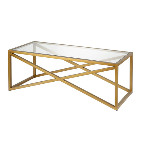 46" Gold Glass Rectangular Coffee Table