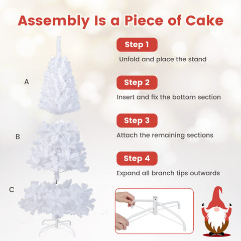 6 ft White Artificial PVC Christmas Tree w/ Stand-6 ft