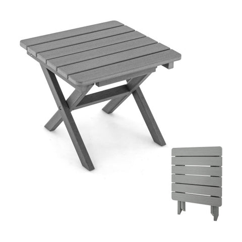 Outdoor Folding Side Table Foldable Weather-Resistant HDPE Adirondack Table-Gray