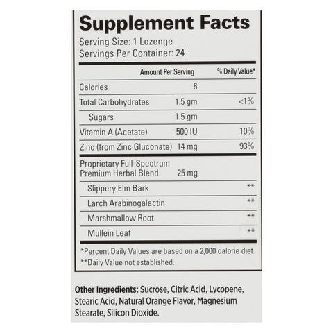 Quantum Therazinc Cold Season Plus Lozenges Orange - 14 Mg - 24 Lozenges