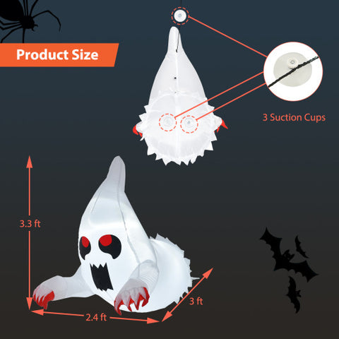 3.3 Feet Flying Ghost Halloween Inflatable with Suction Cups