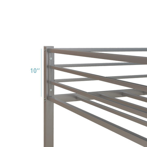 Low Profile Twin Over Twin Metal Bunk Bed with Full-length Guardrails-Silver