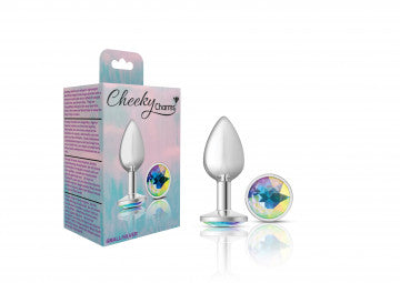 Cheeky Charms Round Clear Iridescent Silver Plug