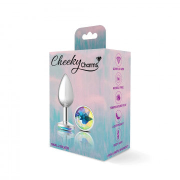 Cheeky Charms Round Clear Iridescent Silver Plug