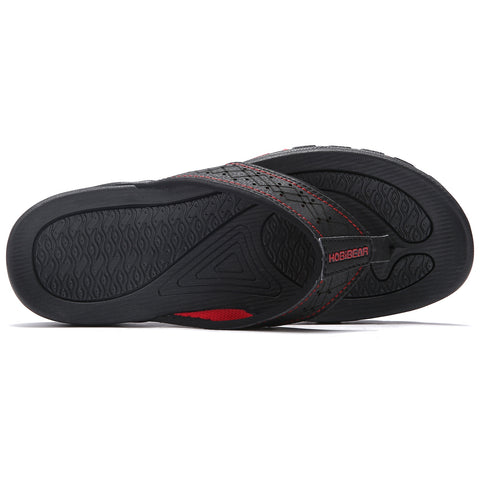 Mens Thong Sandals Indoor and Outdoor Beach Flip Flop Black/Red (Size 8.5)