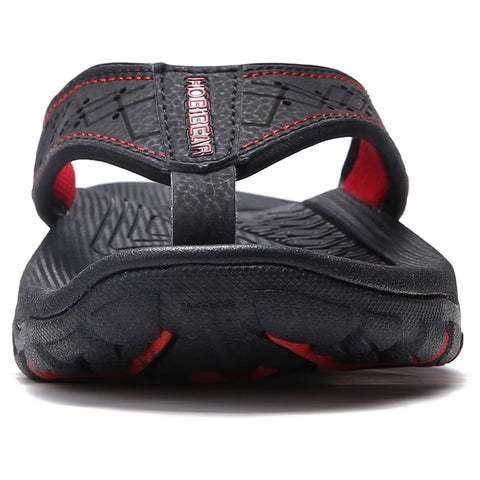 Mens Thong Sandals Indoor and Outdoor Beach Flip Flop Black/Red (Size 8.5)