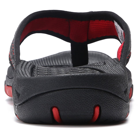 Mens Thong Sandals Indoor and Outdoor Beach Flip Flop Black/Red (Size 8.5)