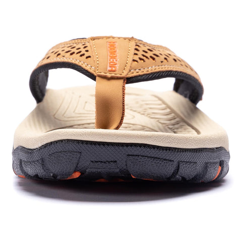 Mens Thong Sandals Indoor and Outdoor Beach Flip Flop Khaki/Orange (Size 10)