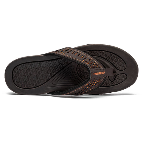 Mens Thong Sandals Indoor and Outdoor Beach Flip Flop Brown/Orange (Size 12)