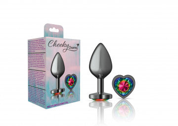 Cheeky Charms Heart Rainbow Gunmetal Butt Plug