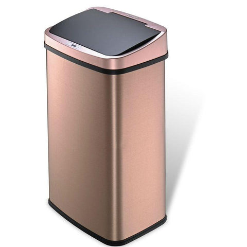 Gold 13-Gallon Stainless Steel Kitchen Trash Can with Motion Sensor Lid