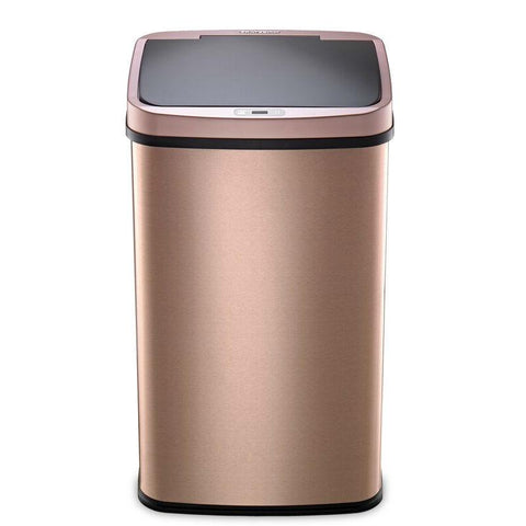 Gold 13-Gallon Stainless Steel Kitchen Trash Can with Motion Sensor Lid