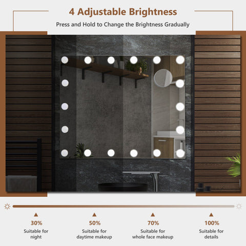 Vanity Mirror with 18 Dimmable LED Bulbs and 3 Color Lighting Modes-White