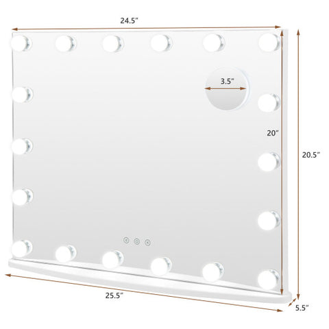 Vanity Mirror with 18 Dimmable LED Bulbs and 3 Color Lighting Modes-White