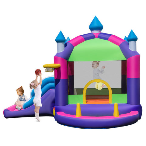 Inflatable Bounce Castle with Canopy Shade Cover and Slide