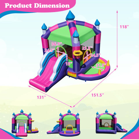 Inflatable Bounce Castle with Canopy Shade Cover and Slide