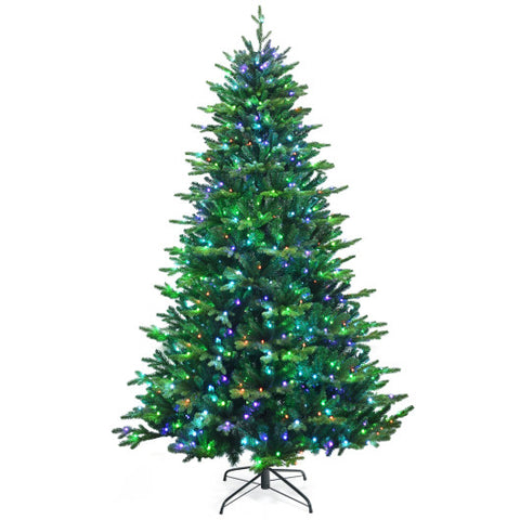 Pre-lit Artificial Hinged Christmas Tree with APP Controlled LED Lights-8 ft