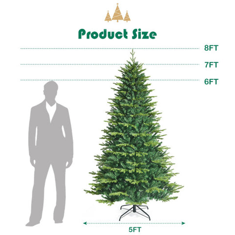 Pre-lit Artificial Hinged Christmas Tree with APP Controlled LED Lights-8 ft