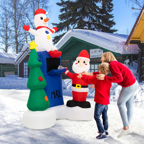 6 Feet Lighted Christmas Inflatable Mailbox Santa Claus Snowman Christmas Tree