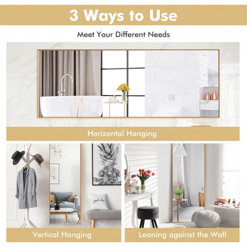 59''Full Length Mirror Large Rectangle Bedroom Mirror-Golden