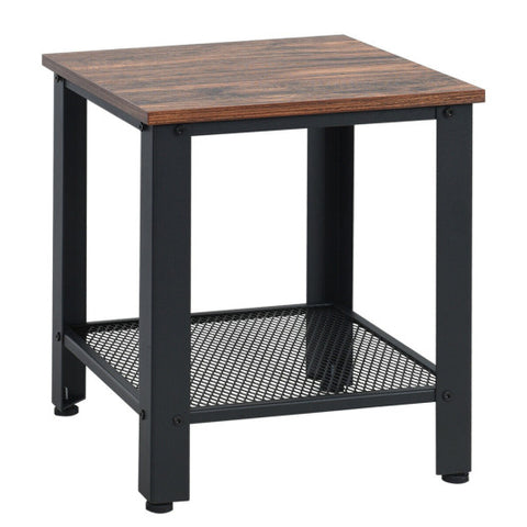 Industrial End Table 2-Tier Side Table-Black