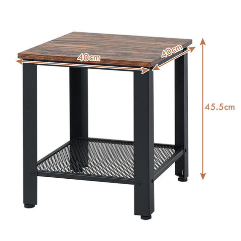 Industrial End Table 2-Tier Side Table-Black