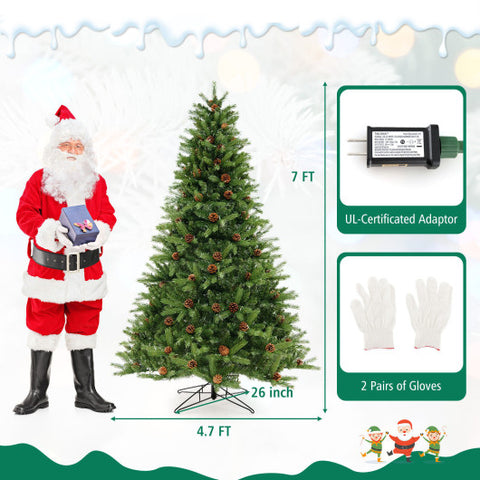 7 Feet Pre-Lit Christmas Tree 3-Minute Quick Shape and Quick Power Connector Timer