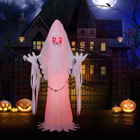 8 Feet Halloween Inflatable Haunting Ghost Bride with Flame LED Light