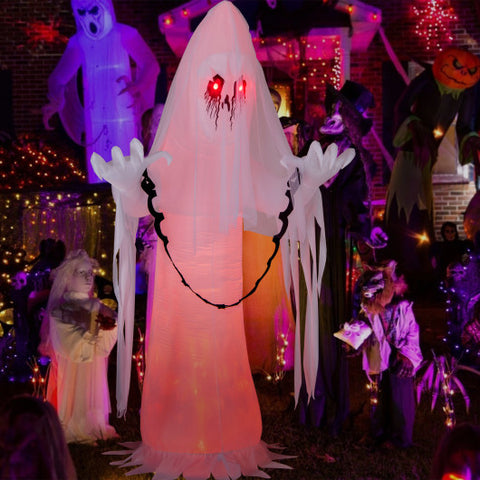 8 Feet Halloween Inflatable Haunting Ghost Bride with Flame LED Light