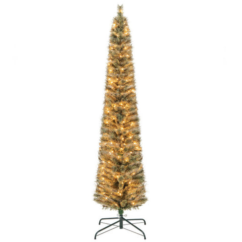 6/7 FeeT Pencil Xmas Tree with Warm White Incandescent Lights-7 ft