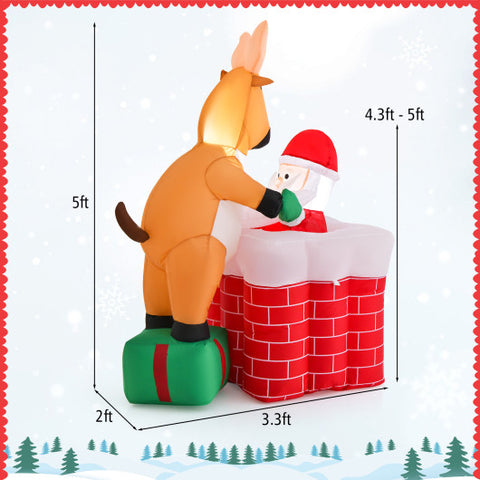 5 Feet Inflatable Liftable Santa Claus Climbing Chimney