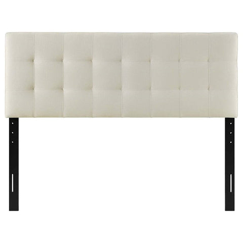 Full size Ivory Linen Fabric Upholstered Tufted Headboard