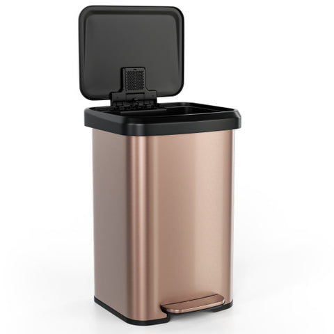 13.2 Gallon Step Trash Can with Soft Close Lid and Deodorizer Compartment-Golden