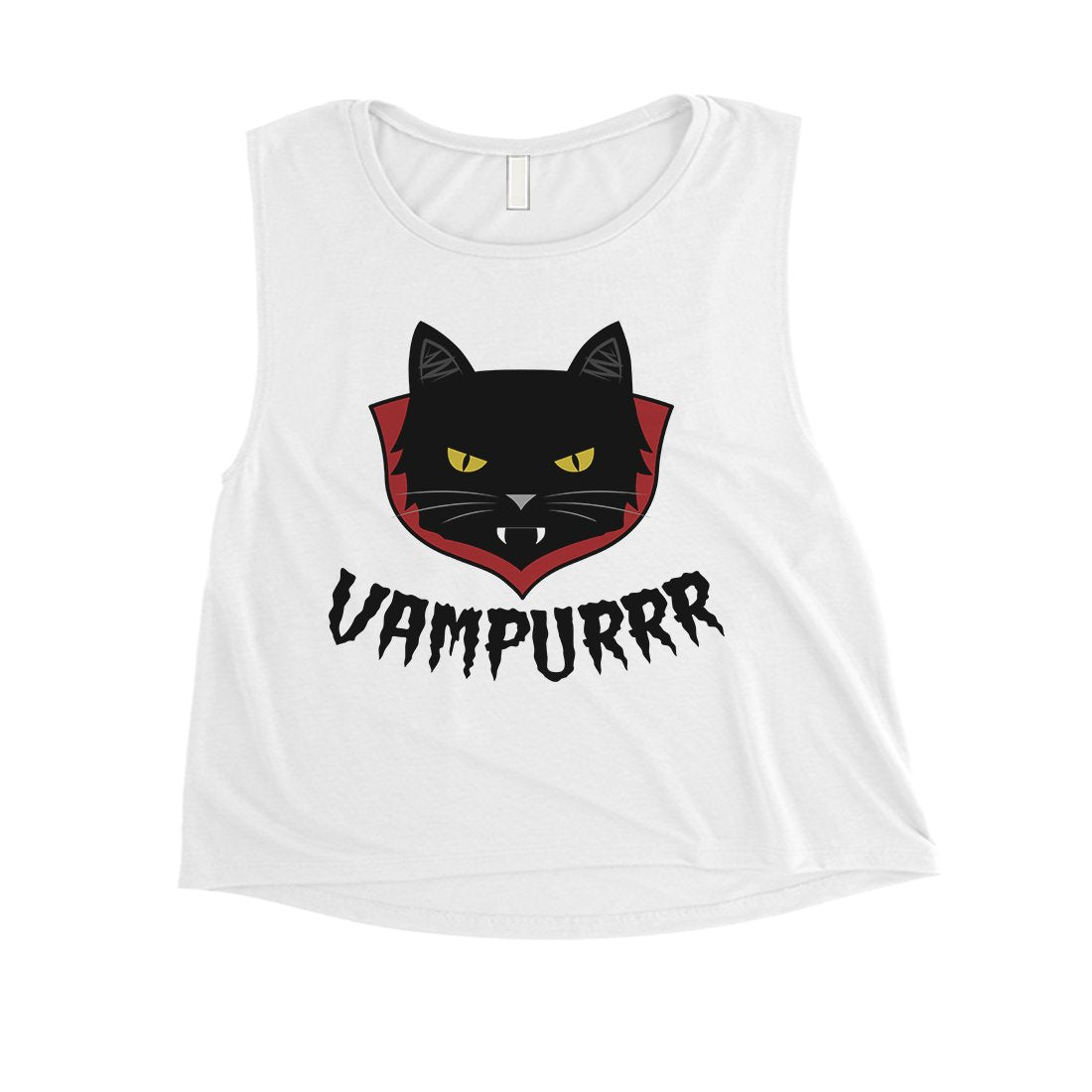 Vampurrr Funny Halloween Costume Graphic Design Womens Crop Top