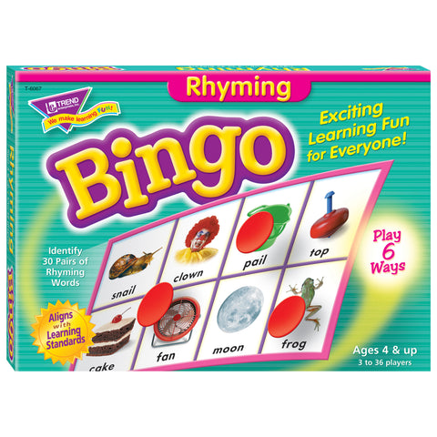 Bingo Game 5-Pack, Colors & Shapes, Alphabet, Rhyming, Numbers, Prefixes & Suffixes