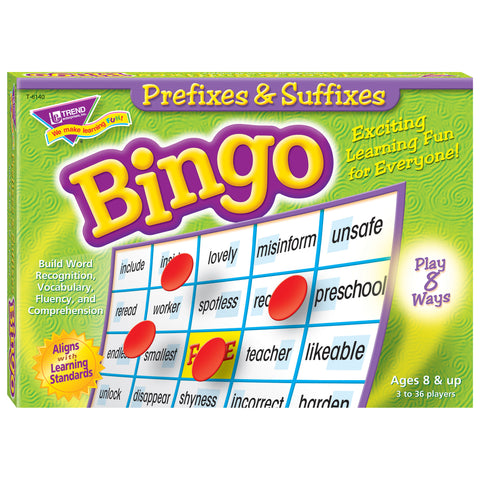 Bingo Game 5-Pack, Colors & Shapes, Alphabet, Rhyming, Numbers, Prefixes & Suffixes