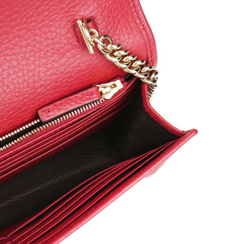 Icon Gg Interlocking Wallet On Chain Red Crossbody Bag 615523 - Red