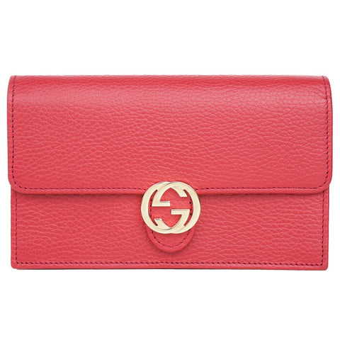 Icon Gg Interlocking Wallet On Chain Red Crossbody Bag 615523 - Red