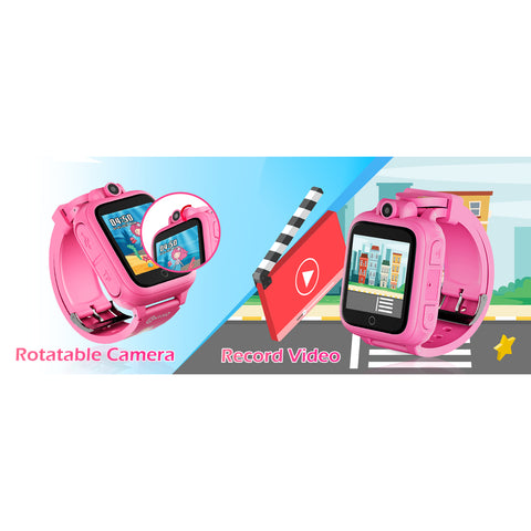 KW1 Smart Watch for Kids with Educational Games, HD Touch Screen, Camera, and MP3 Music Player, Pink