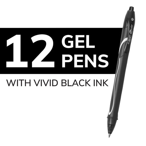 Gel-ocity® Quick Dry Retractable Gel Pens, Black, Pack of 12