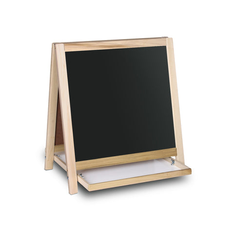 Magnetic Table Top Easel White Dry Erase/Black Chalkboard, 19.5"H x 18"W